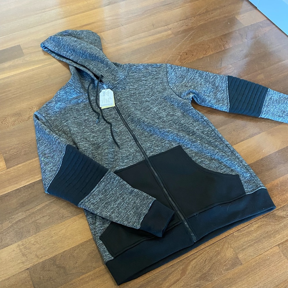 NWT Gray and Black Zip Up Sweatshirt